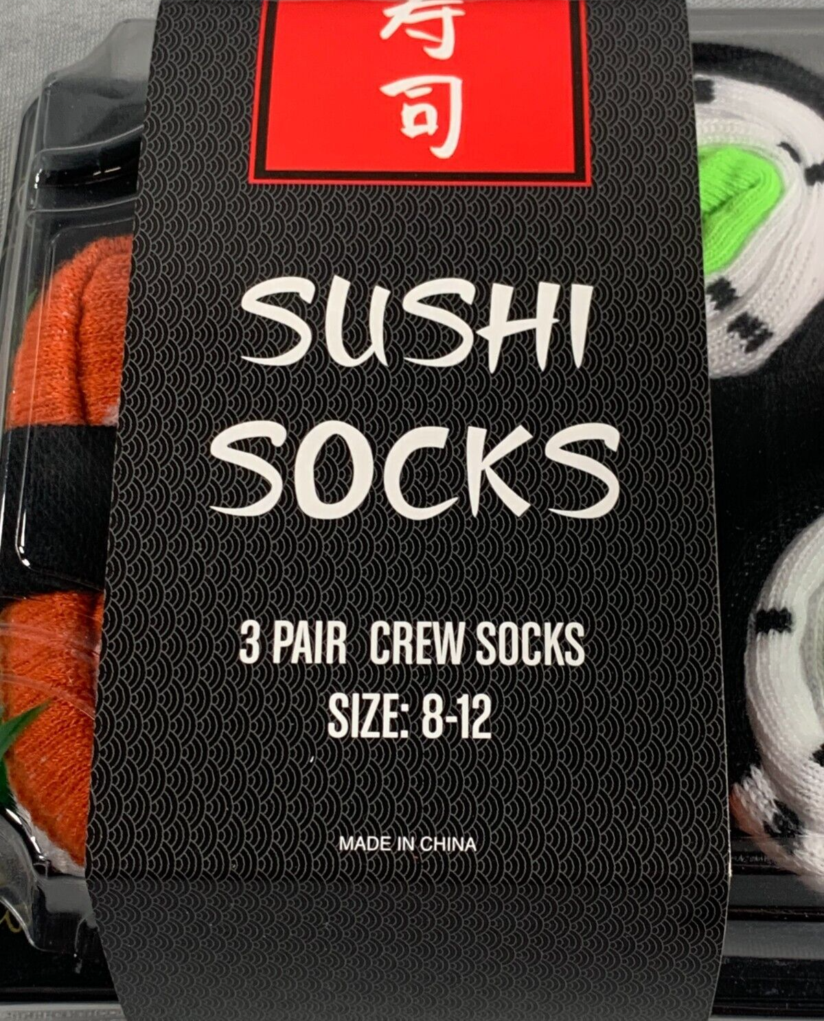 Sushi Sock Mad Engine Sushi Socks 3 Pair Crew Set Fun Novelty Gift Size 8-12 #3439