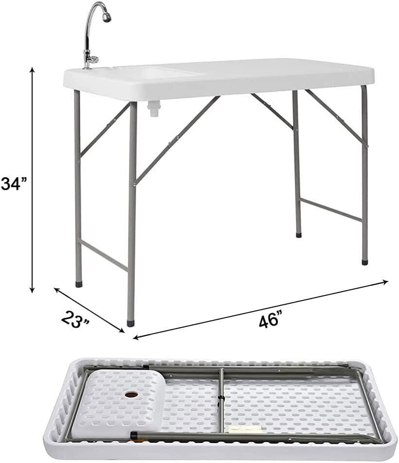 Portable Heavy Duty Folding Camping Table - Adjustable Height, Scratch-Resistant Plastic Desk for Outdoor BBQ, Picnic, Party, Indoor Events