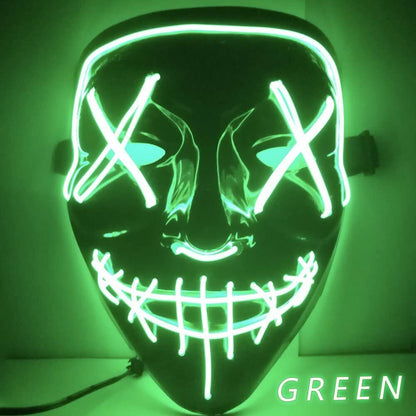 Halloween Clubbing Light up LED Mask Costume Rave Cosplay Party Purge 3 Modes