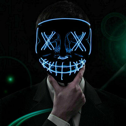 Halloween Clubbing Light up LED Mask Costume Rave Cosplay Party Purge 3 Modes