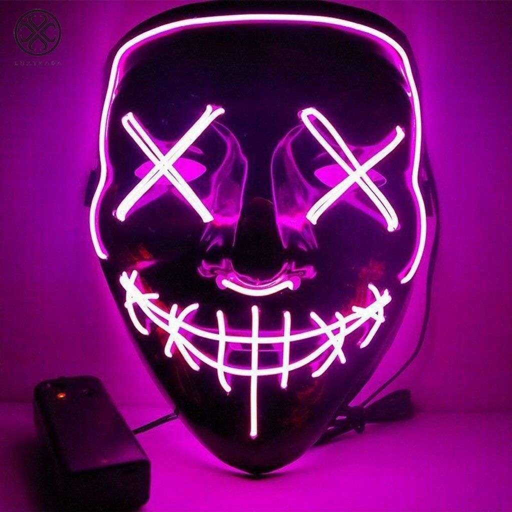 Halloween Clubbing Light up LED Mask Costume Rave Cosplay Party Purge 3 Modes