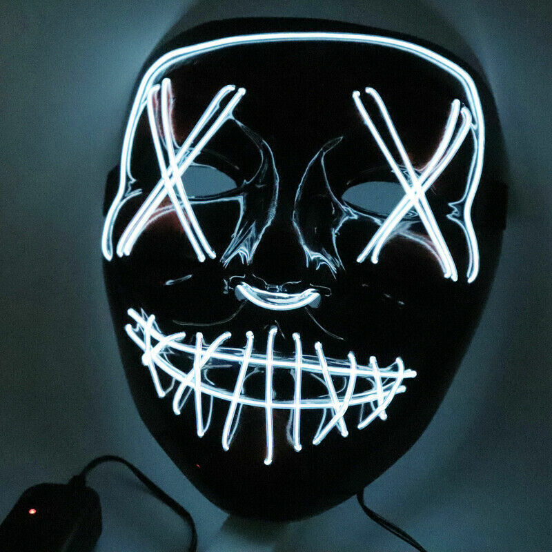 Halloween Clubbing Light up LED Mask Costume Rave Cosplay Party Purge 3 Modes