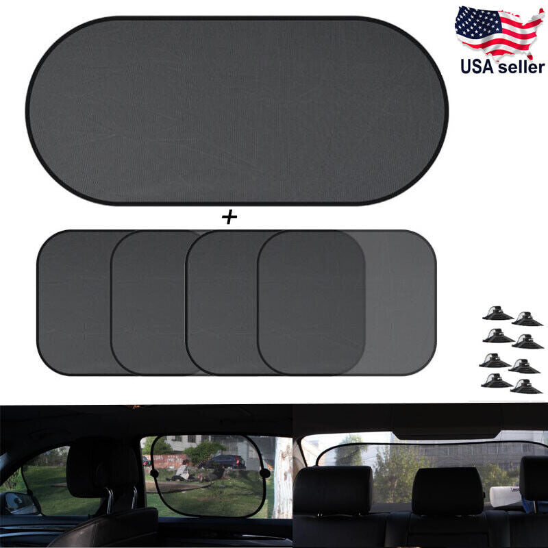 5PCS Car Window Sunshade Mesh Cover | Rear Side UV Protection for Kids & Babies | Fits SUVs, Minivans & Full-Size Cars, Keeps Interior Cool