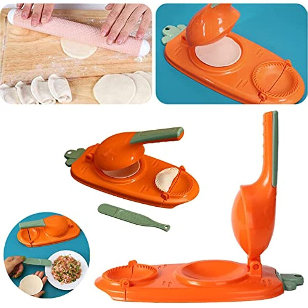 2-in-1 Dumpling Maker Easy DIY Dumpling Press & Skin Mold with Spoon Non-stick and Smooth Surface Traditional Kitchen Utensils Fruit Pie Machine