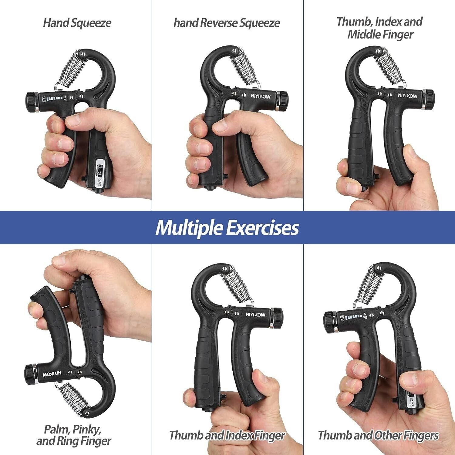 Hand Grip Strengthener Strength Gripper Finger Exerciser Forearm Power Trainer