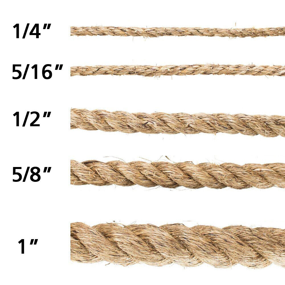 Natural Manila Rope for DIY Crafts, Wrapping, & Heavy-Duty Projects | Hemp Twine 4-Strand Thick Rope | Durable, Weather-Resistant, Eco-Friendly