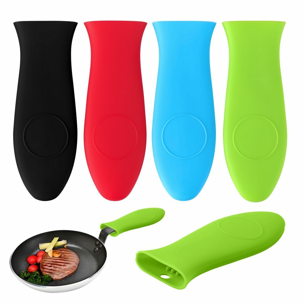 Potholder Cast Iron Skillet Handle Cover | Silicone Hot Handle Holder Pot Sleeve | Heat-Resistant Grip for Cookware Non-Slip Waterproof, Masks Camera