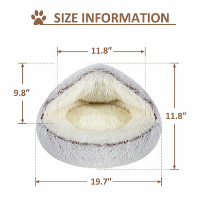 Comfortable Soft Plush Cat Bed Cave – Hooded Pet Bed for Cats & Small Dogs, Self-Warming, Machine Washable, Non-Slip Bottom, Ultra Cozy Design