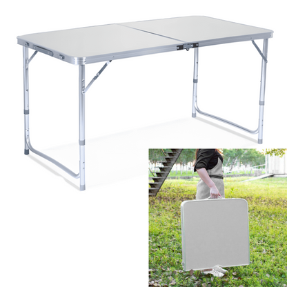 Portable Heavy Duty Folding Camping Table - Adjustable Height, Scratch-Resistant Plastic Desk for Outdoor BBQ, Picnic, Party, Indoor Events