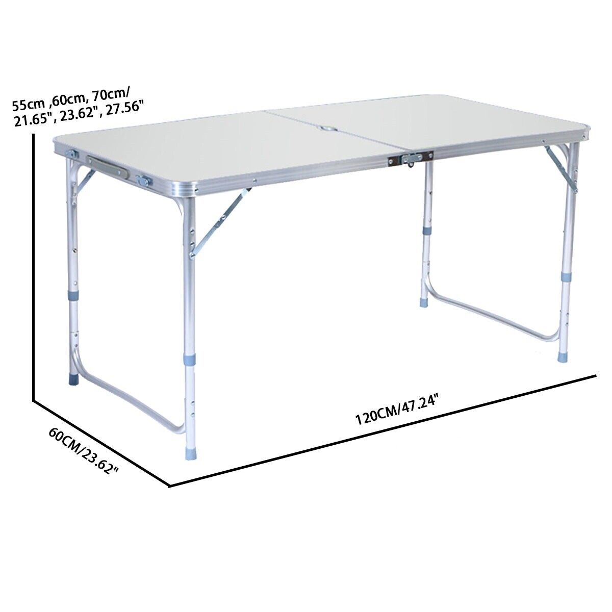 Portable Heavy Duty Folding Camping Table - Adjustable Height, Scratch-Resistant Plastic Desk for Outdoor BBQ, Picnic, Party, Indoor Events