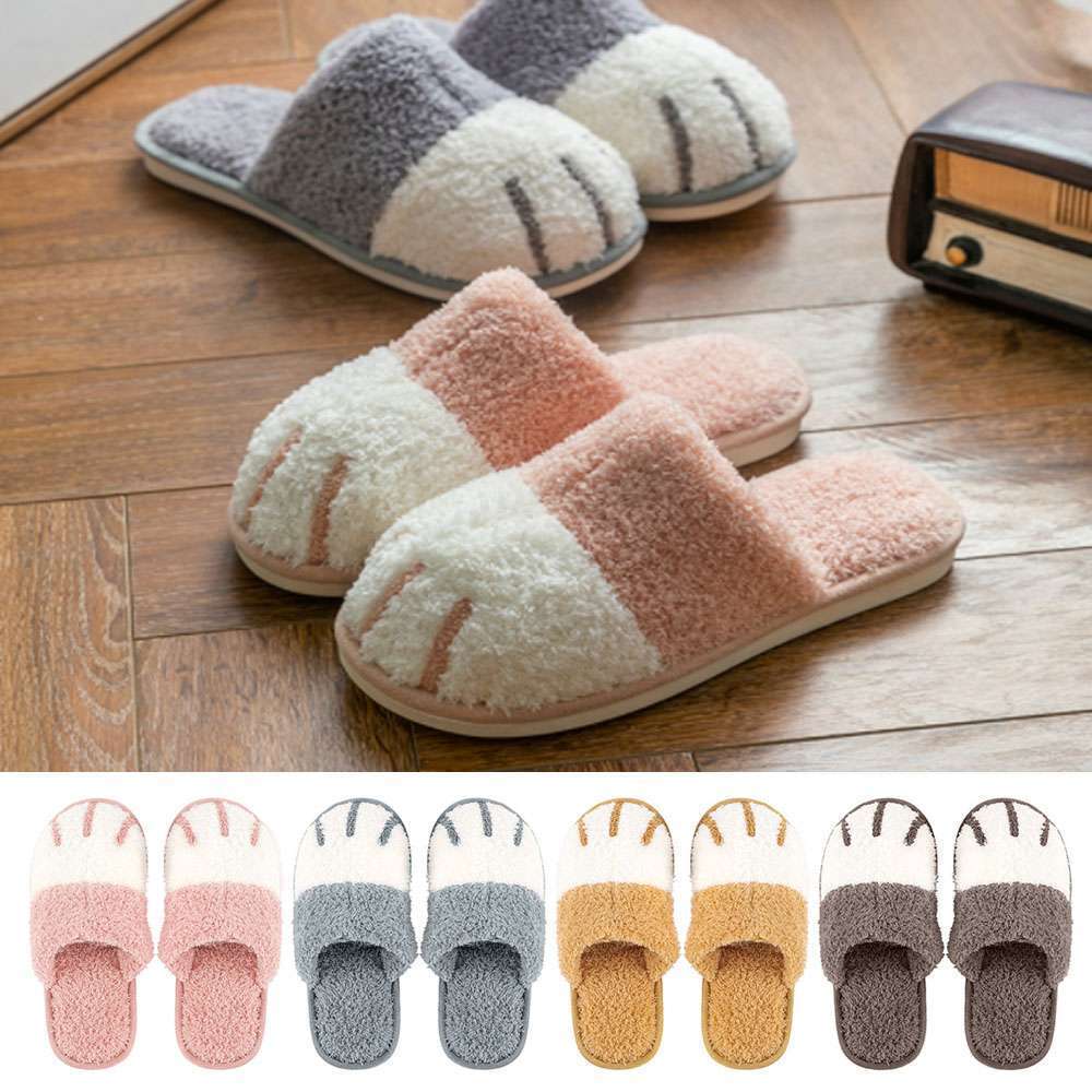 Cute Cat Paw Slippers | Retro Soft Plush House Shoes for Cozy Indoor Comfort | Non-Slip, Warm, | Girl Padded Women Footwear Slide Flipflop Dance