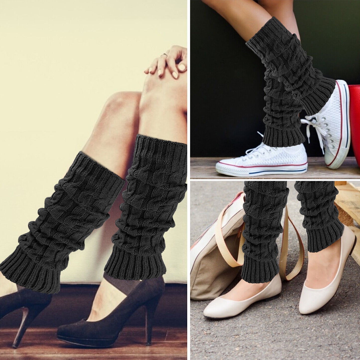 Solid Leg Warmer Women Crochet Knit Ribbed Leg Warmers Solid Knee High Winter Boot Wool Sock Long