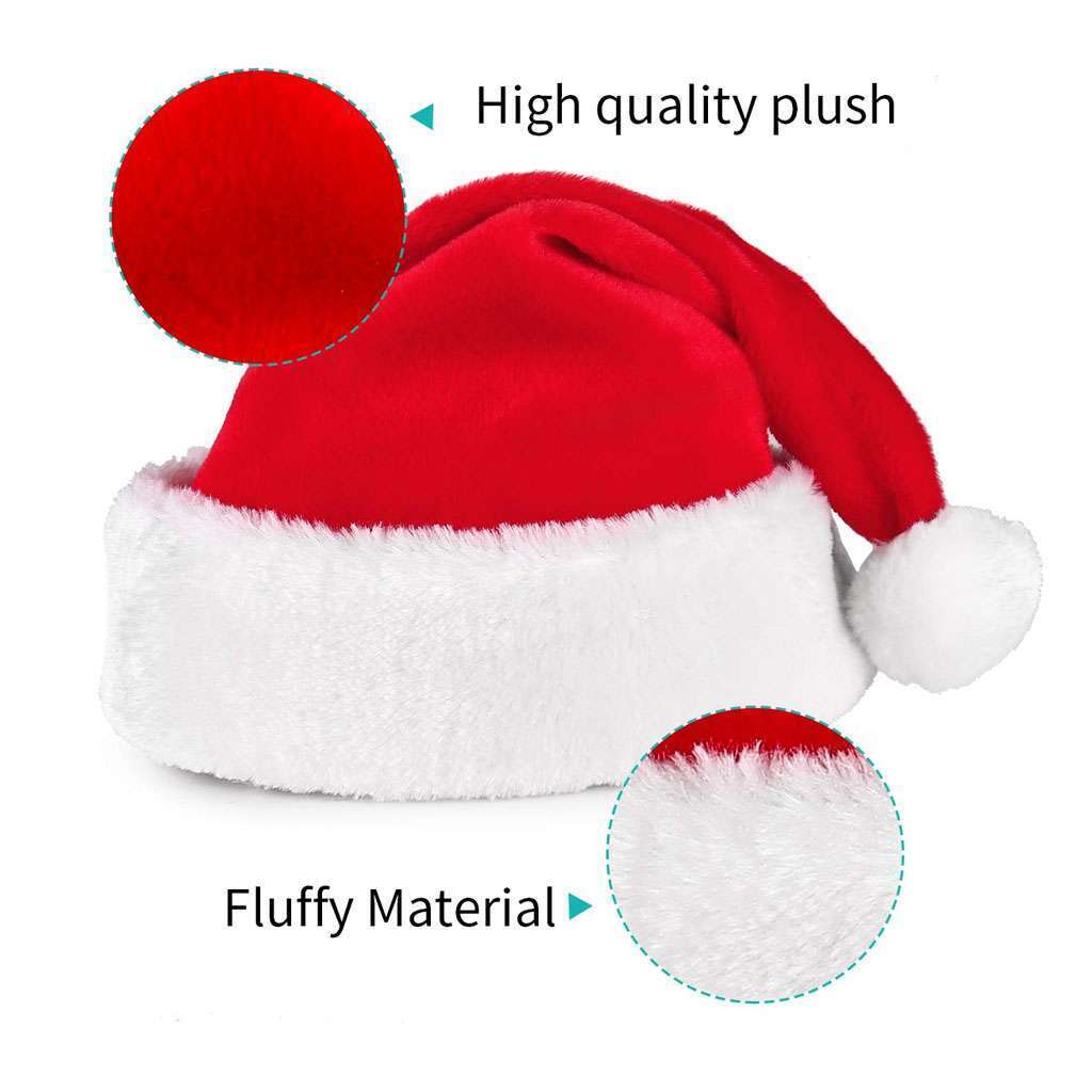 Christmas Santa Hat Adults & Kids | Warm Plush Xmas Cap for Holiday Party Cosplay | Classic Festive Costume Hat for Family, Teens, & School Events