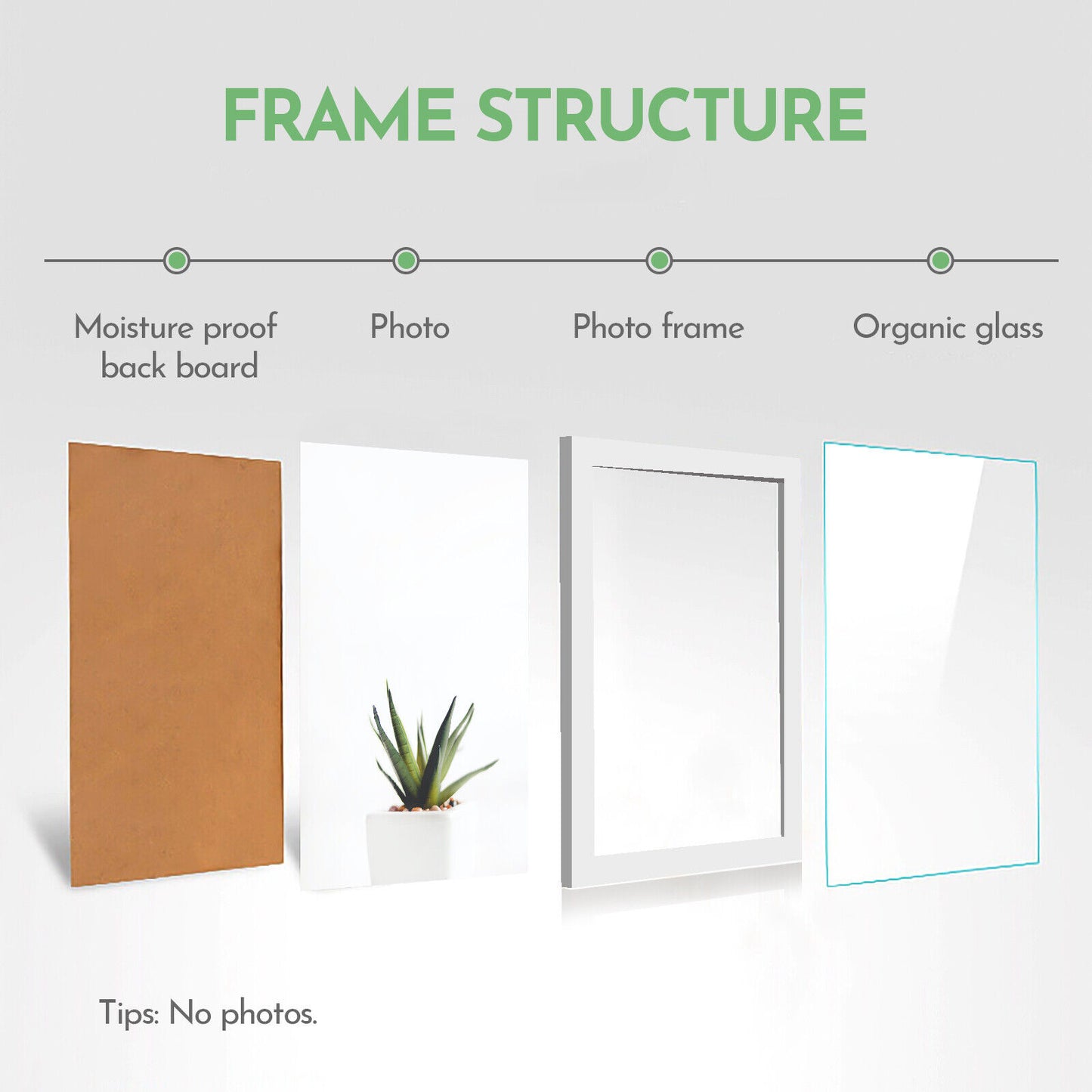 Solid Wood Picture Frames Set - Eco-Friendly Wall Gallery Photo Display with Plexiglass Cover, 6 Sizes for Home Decor, Horizontal & Vertical Mount