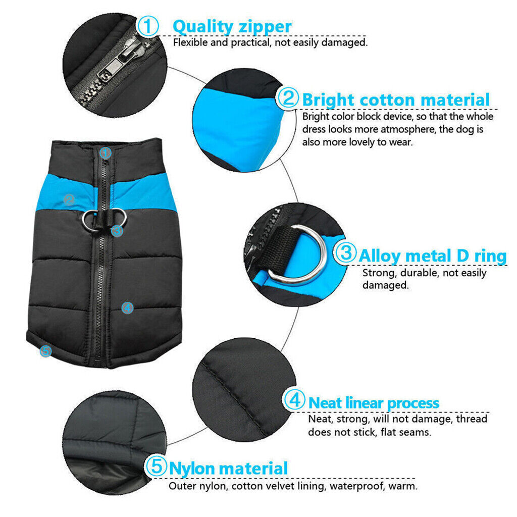 Waterproof Dog Winter Jacket - Warm Padded Vest Coat for Small & Large Dogs, Stylish Puppy Apparel for Cold Weather, Durable & Cozy Fit