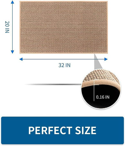 Sisal Carpet, Anti-Slip Washable Kitchen Mat | Durable & Stain-Resistant Kitchen Rugs for Floor | Machine-Washable Non-Slip Kitchen Mats for Sink Area