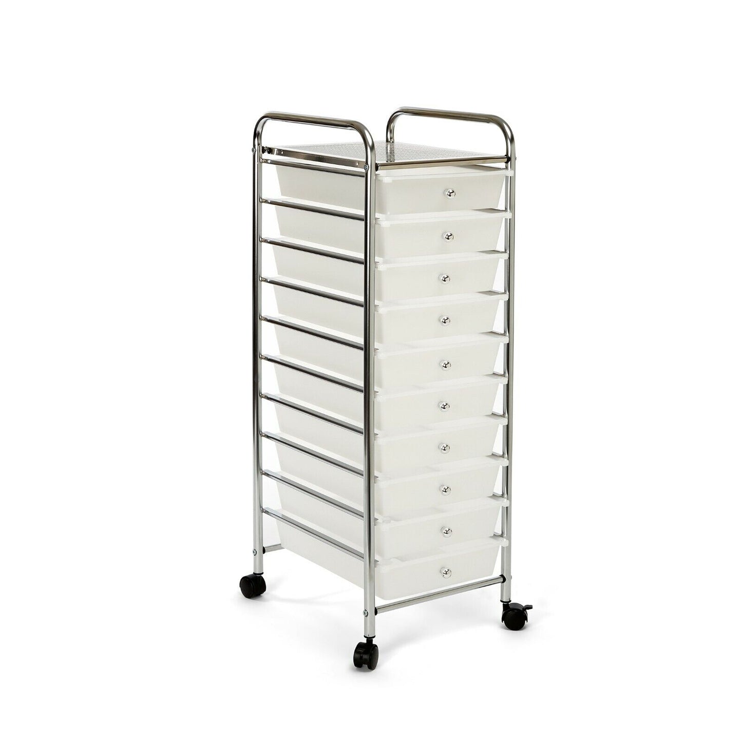 10-Drawer Organizer Cart with Chrome Finish | Classics Rolling Storage Cart for Home, Office, Crafts, and Classroom | Colorful & Versatile