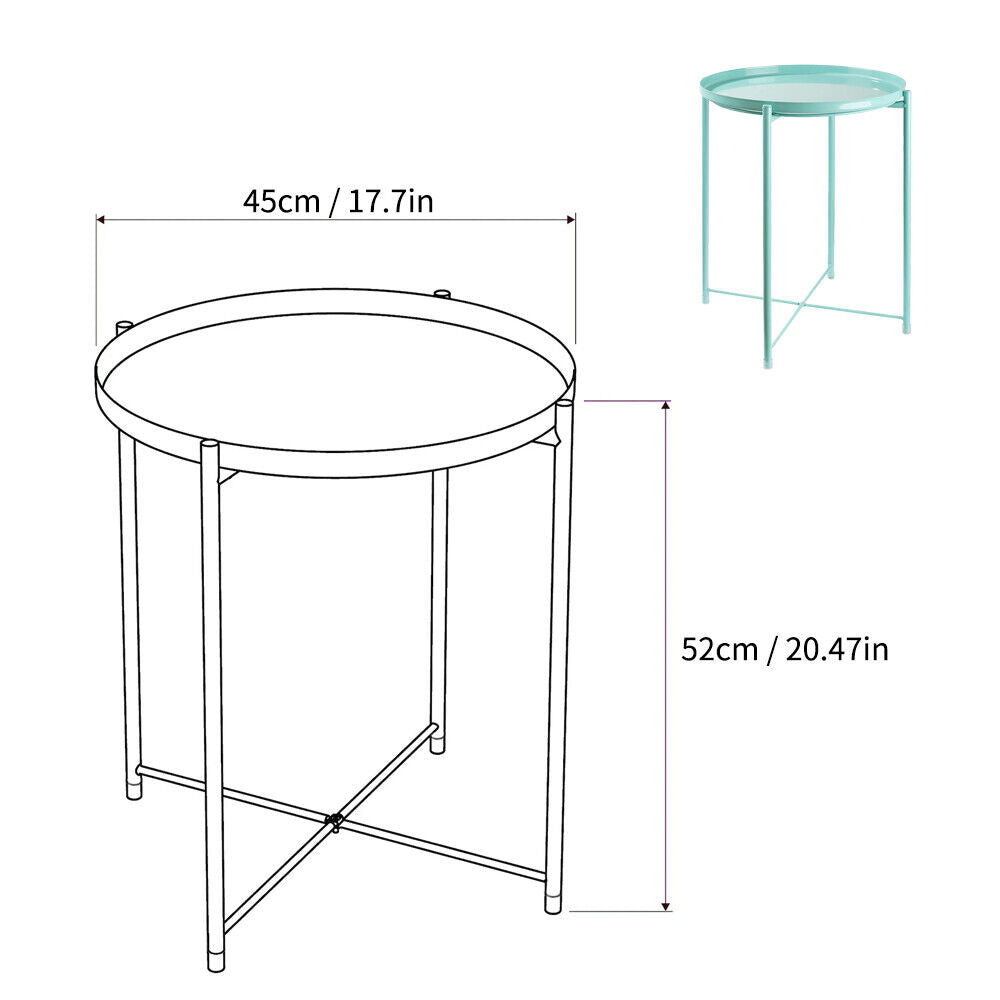 Small Side Table - Modern Round Metal Coffee Table for Living Room & Bedroom | Removable Tray, Durable & Waterproof Perfect for Sofa or Bedside Décor