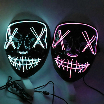 Halloween Clubbing Light up LED Mask Costume Rave Cosplay Party Purge 3 Modes