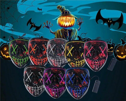 Halloween Clubbing Light up LED Mask Costume Rave Cosplay Party Purge 3 Modes