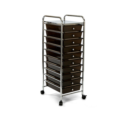 10-Drawer Organizer Cart with Chrome Finish | Classics Rolling Storage Cart for Home, Office, Crafts, and Classroom | Colorful & Versatile