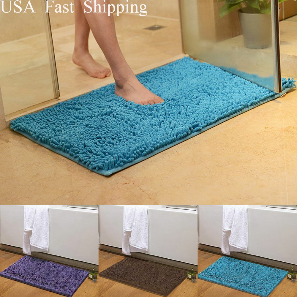 Soft Absorbent Bathroom Rug - Non-Slip Shaggy Bath Mat for Home, Quick-Dry Microfiber, Machine Washable Shower Floor Carpet, Durable & Stylish