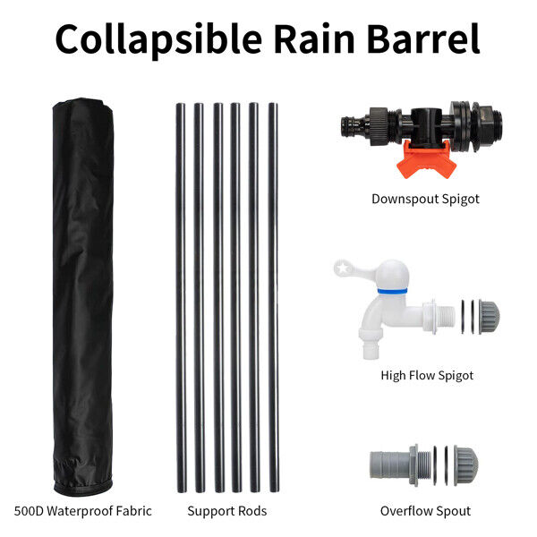 50-200 Gallon Portable Rain Barrel | Folding Water Collector for Outdoor Use | Eco-Friendly, Easy to Store & Perfect for Gardens & Cleaning