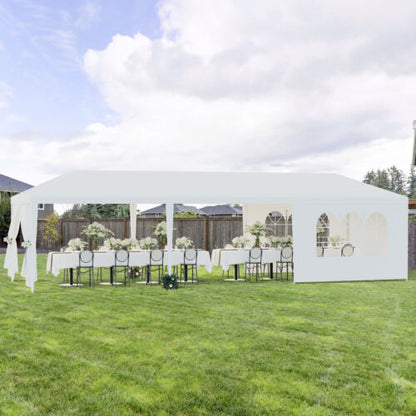 10'x30' Outdoor Gazebo Canopy Tent - White Wedding Party Marquee with 8 Removable Walls, Durable Event Shelter for Backyard or Special Occasions