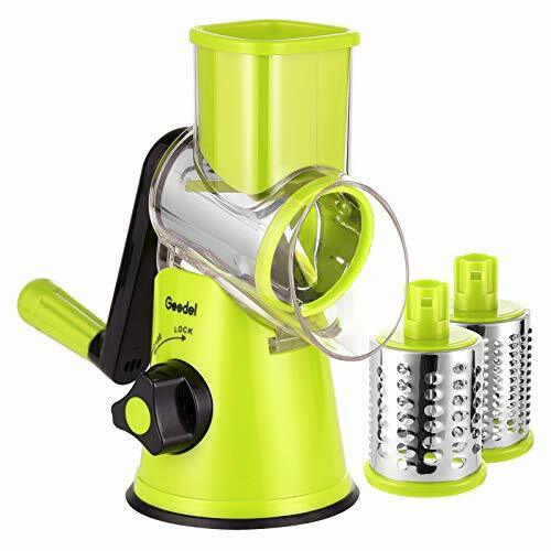 Rotary Cheese Grater, Kitchen Mandoline Vegetable Slicer with 3 Interchangeable Blades, Easy to Clean Rotary Grater Slicer