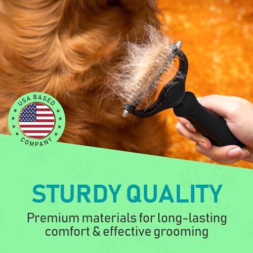 Pet Grooming Brush - Double Sided Shedding & Dematting Tool for Dogs & Cats, Reduces Shedding & Tangles, Non-Slip Handle, Perfect for Thick Coats