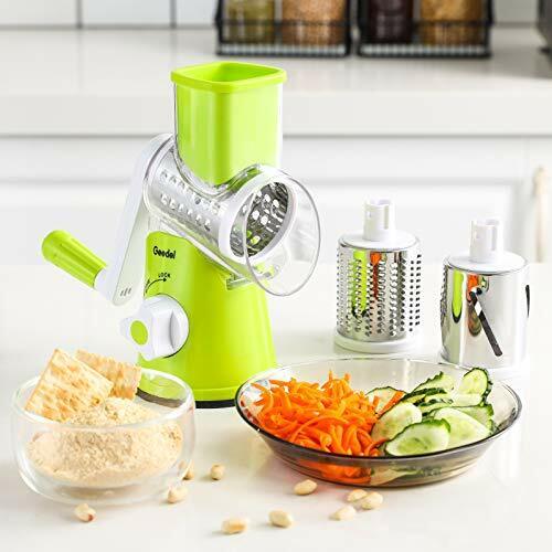 Rotary Cheese Grater, Kitchen Mandoline Vegetable Slicer with 3 Interchangeable Blades, Easy to Clean Rotary Grater Slicer