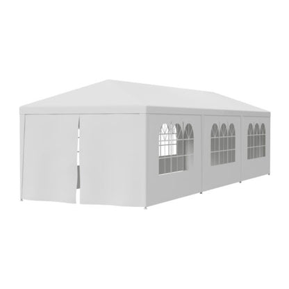 10'x30' Outdoor Gazebo Canopy Tent - White Wedding Party Marquee with 8 Removable Walls, Durable Event Shelter for Backyard or Special Occasions