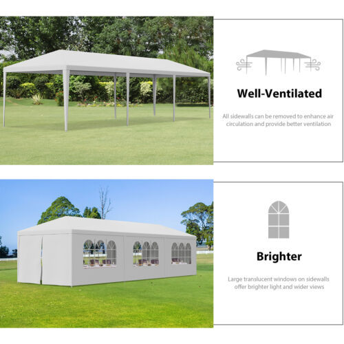 10'x30' Outdoor Gazebo Canopy Tent - White Wedding Party Marquee with 8 Removable Walls, Durable Event Shelter for Backyard or Special Occasions