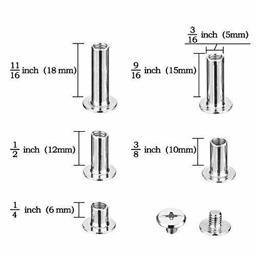 Chicago Binding Screws 80 Set Assorted Sizes for Bookbinding, Leather Crafts & DIY, Durable Carbon Steel, Anti-Rust, Easy Storage Box 5 Sizes Included