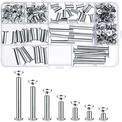 Chicago Binding Screws 80 Set Assorted Sizes for Bookbinding, Leather Crafts & DIY, Durable Carbon Steel, Anti-Rust, Easy Storage Box 5 Sizes Included