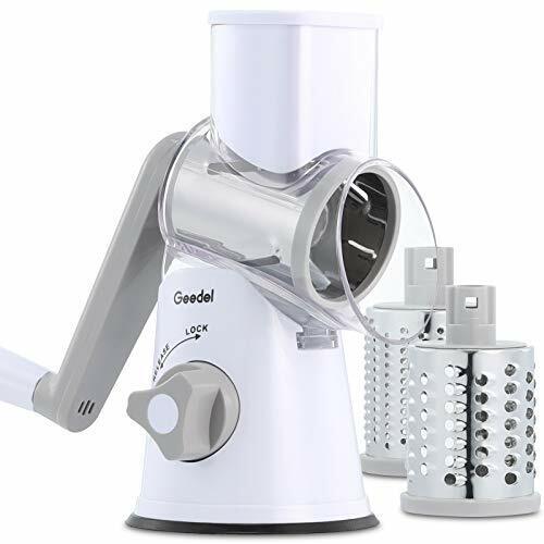 Rotary Cheese Grater, Kitchen Mandoline Vegetable Slicer with 3 Interchangeable Blades, Easy to Clean Rotary Grater Slicer